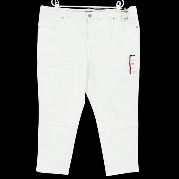 NWT Terra & Sky Womens Straight High Rise Stretch White Denim Jeans Plus Sz 22WP - Picture 1 of 9